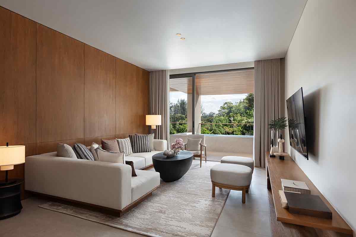 Salon apartamentu z trzema sypialniami